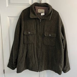 Vintage St. John’s Bay Wool Houndstooth Zip Up Shacket Jacket XL